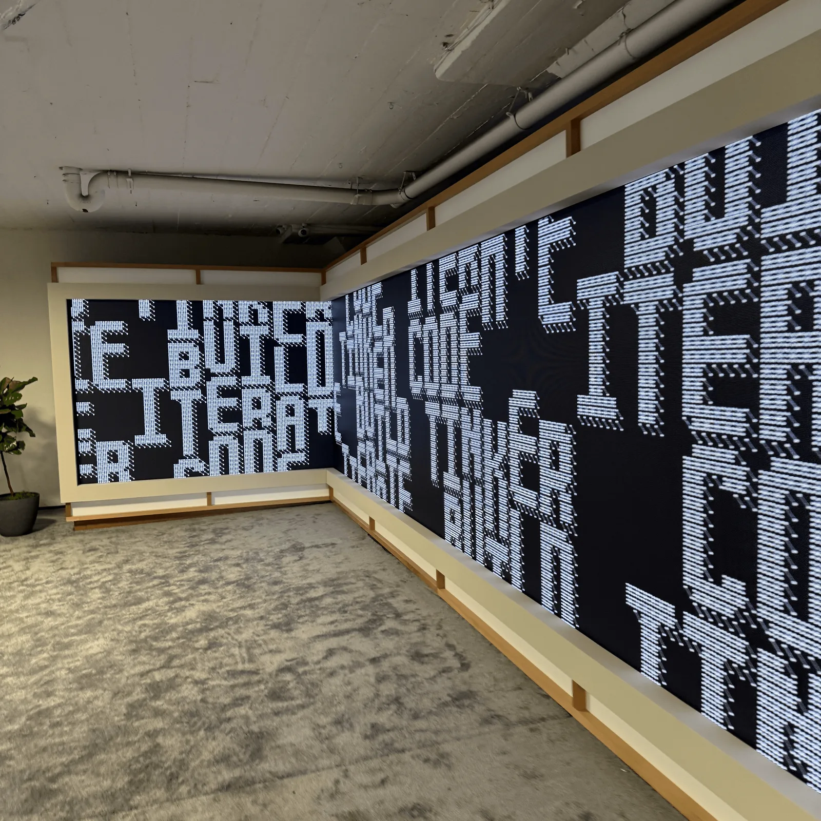 LED wall at Code with Claude Extended: BUILD TINKER CODE ITERATE